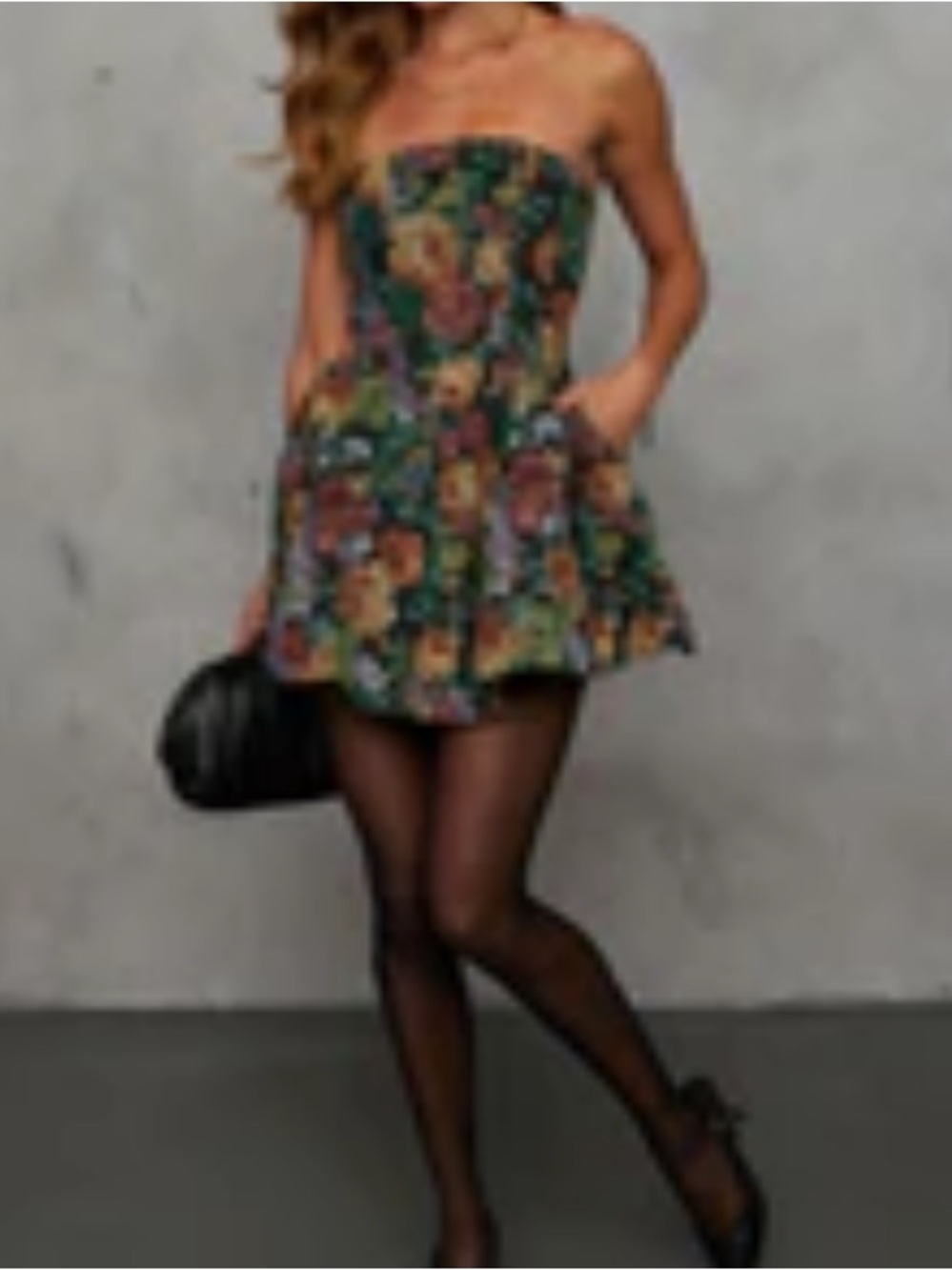 Promesa Strapless Brocade Floral Mini Dress